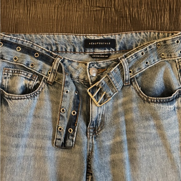 Wide Leg Low Rise Light Blue Denim Jeans - Picture 2 of 4